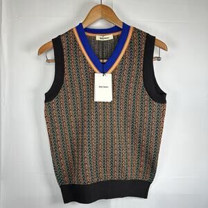 Wales Bonner Horizon Blues Knit Vest Made in Belgium Size S